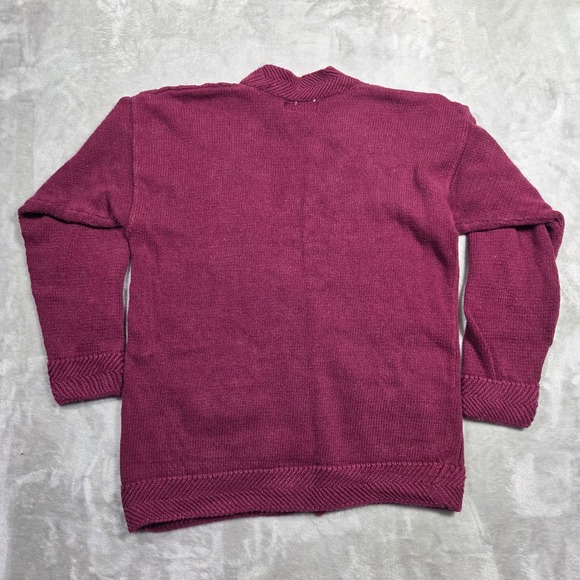 Vintage Burgundy Cable Knit Cardigan Sweater Womens M V-Neck Academia Preppy - Picture 5 of 5